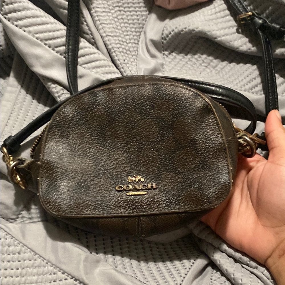 Coach Brown Crossbody Bag with Gold Accents